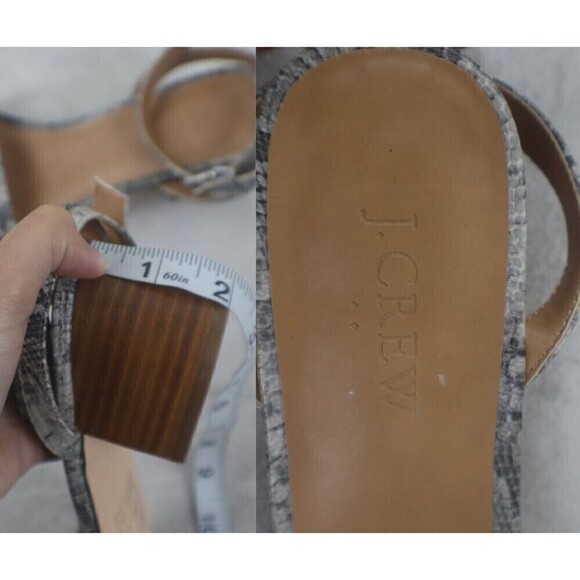 J. Crew Women Size 8 Animal Snakeskin Print Strappy Block Ankle Heel Sandal Shoe - Picture 8 of 10